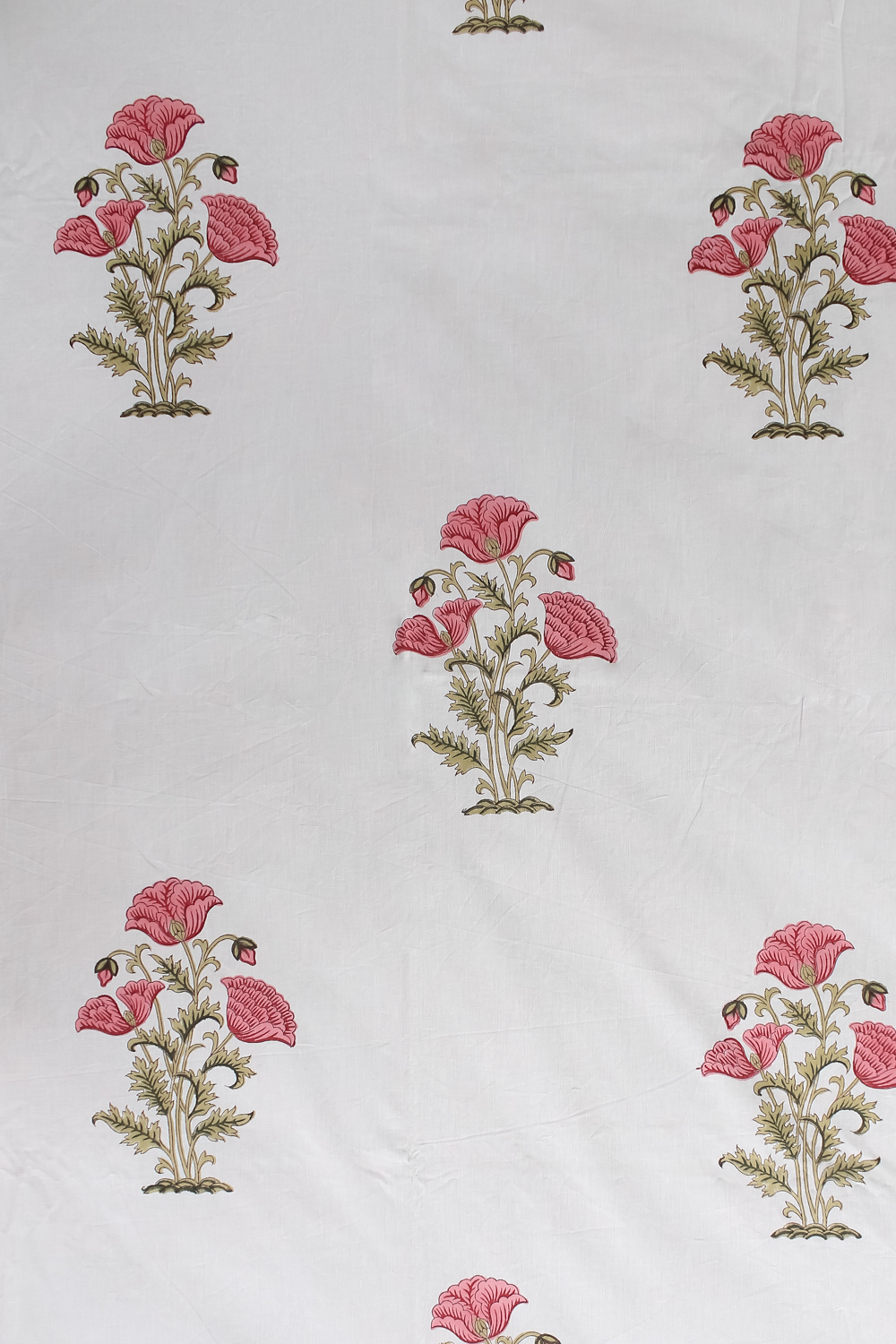 Jaipuri Block Printed Cotton Bed Sheet Set - 90x108 Sq. Inches, Eco-friendly White Design With 2 Matching Pillow Covers