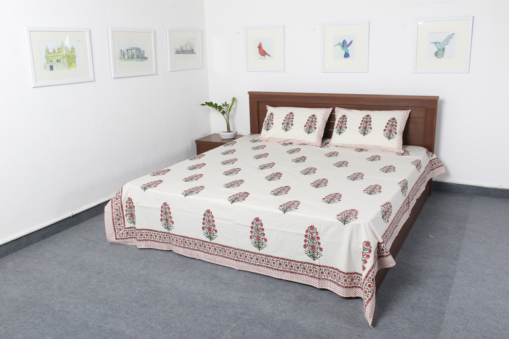 White Jaipuri Bedsheet