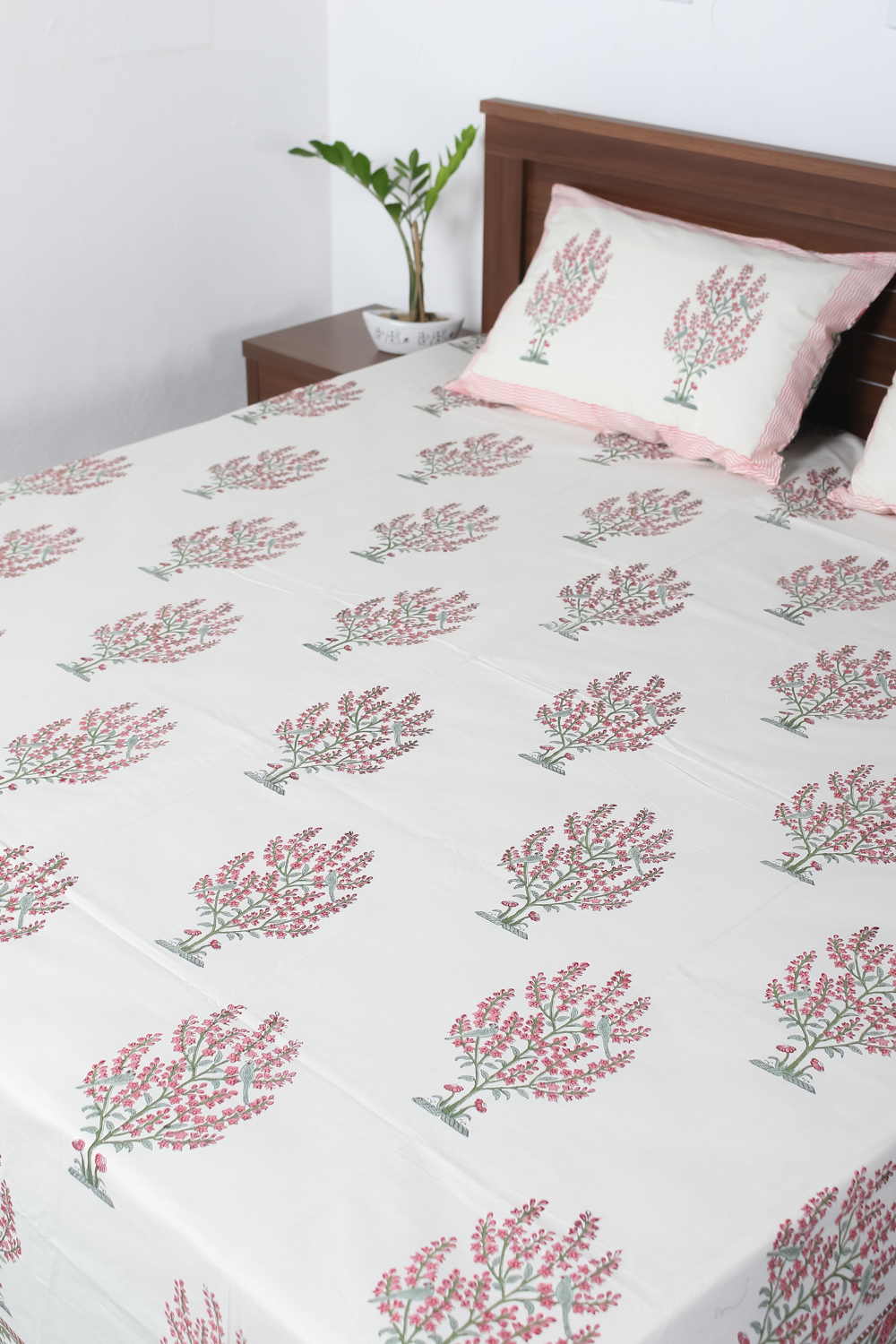 White Hand Block Print Bedsheets