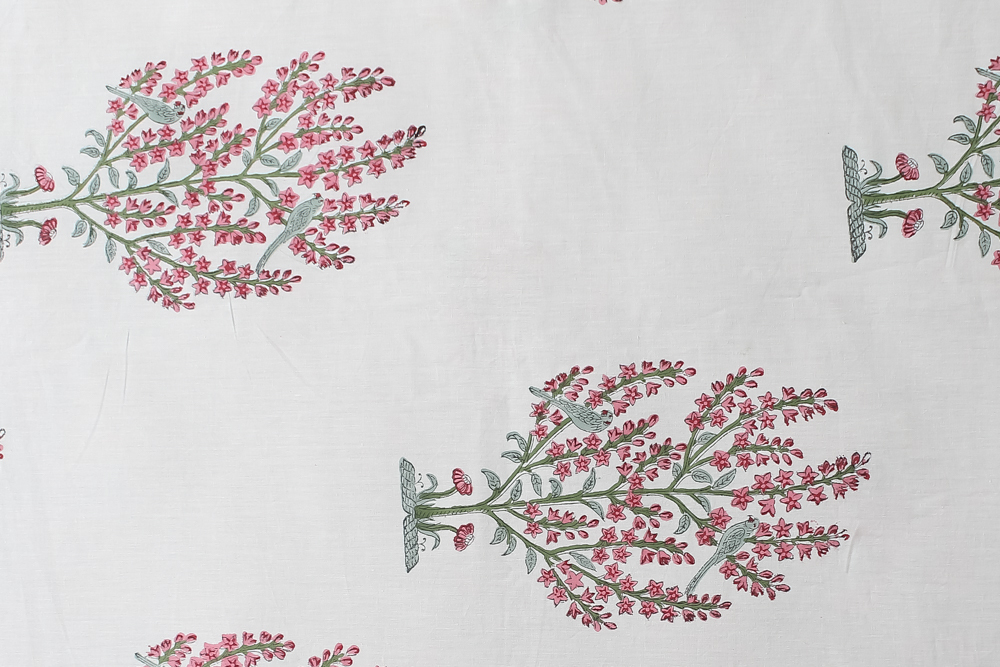 White Hand Block Print Bedsheets