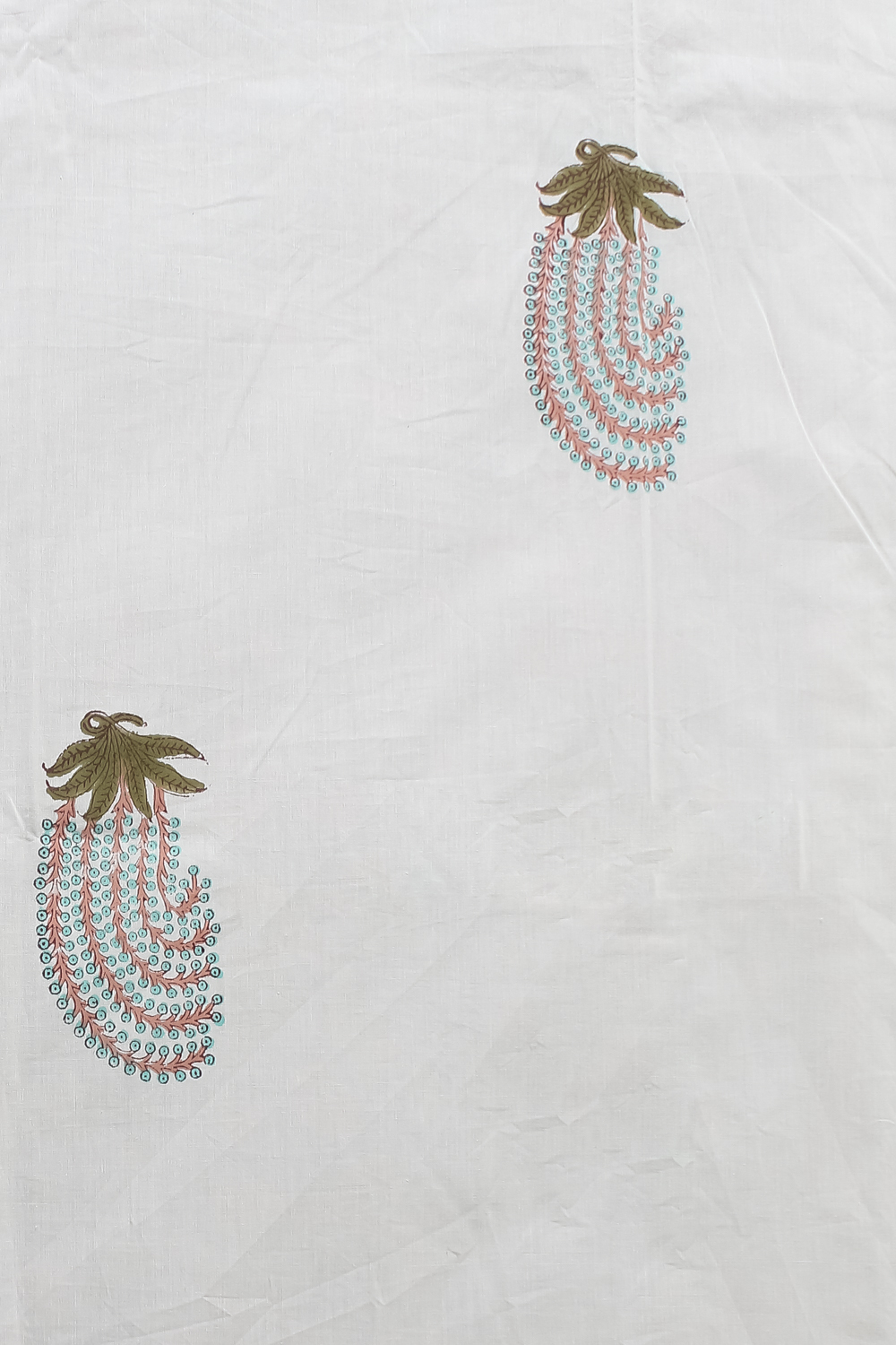 White Hand Block Printed Bedsheet