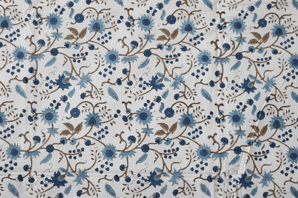 Jaipuri Block Printed Double Bed Sheet - 100% Cotton, 90x108 Inches, White Color | Eco-friendly, Includes 2 Matching Pillow Covers, Traditional Rajasthani Artistry