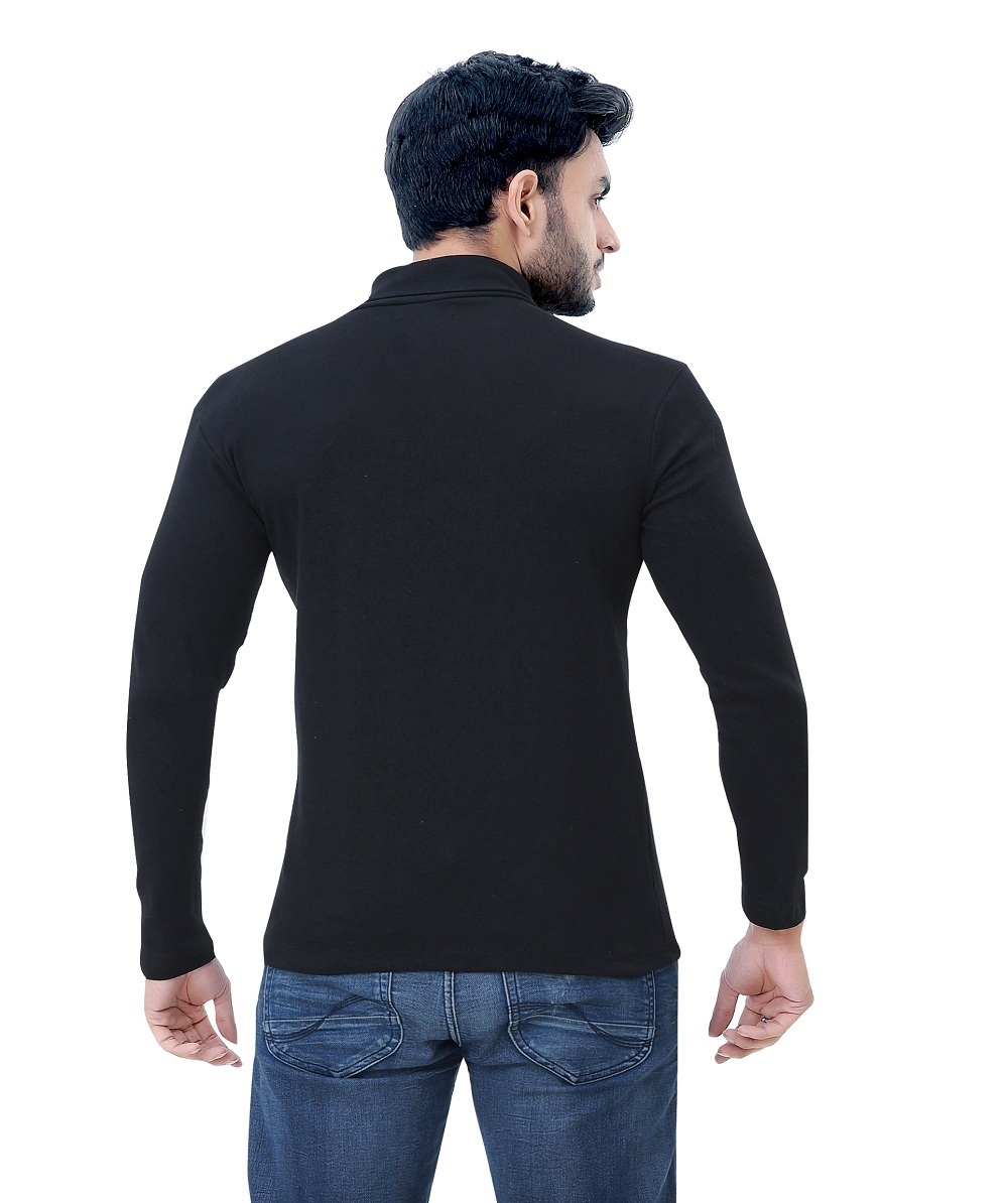 Men's Stylish Full Sleeve T-shirt - Premium Cotton Fabric, Black Color, Stylish Stripe Pattern