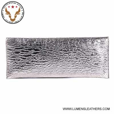 Grey Ladies Leather Clutch Purses