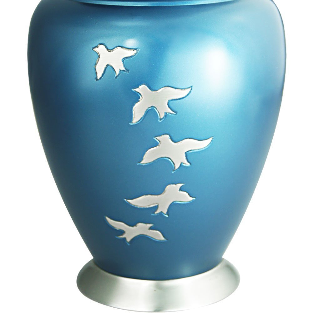 Blue Brass Cremation Urn For Ashes