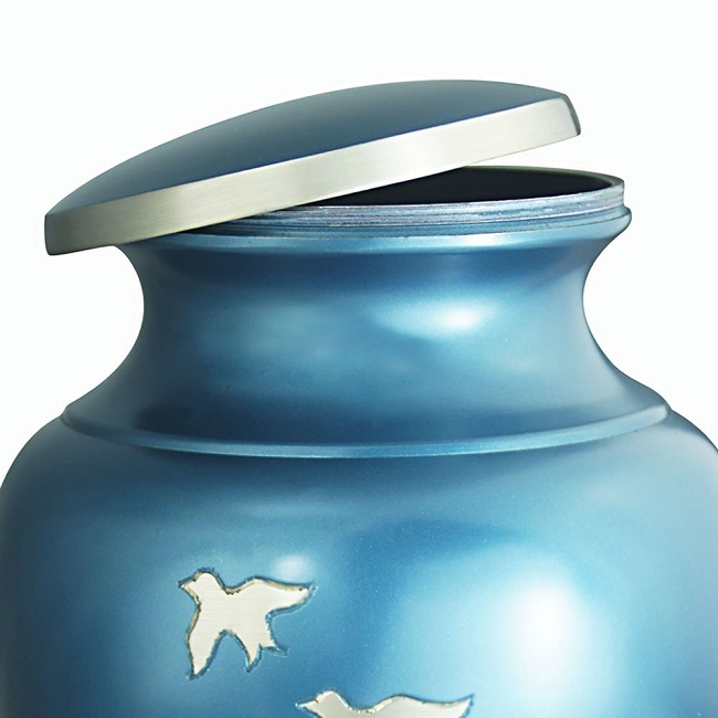 Blue Brass Cremation Urn For Ashes