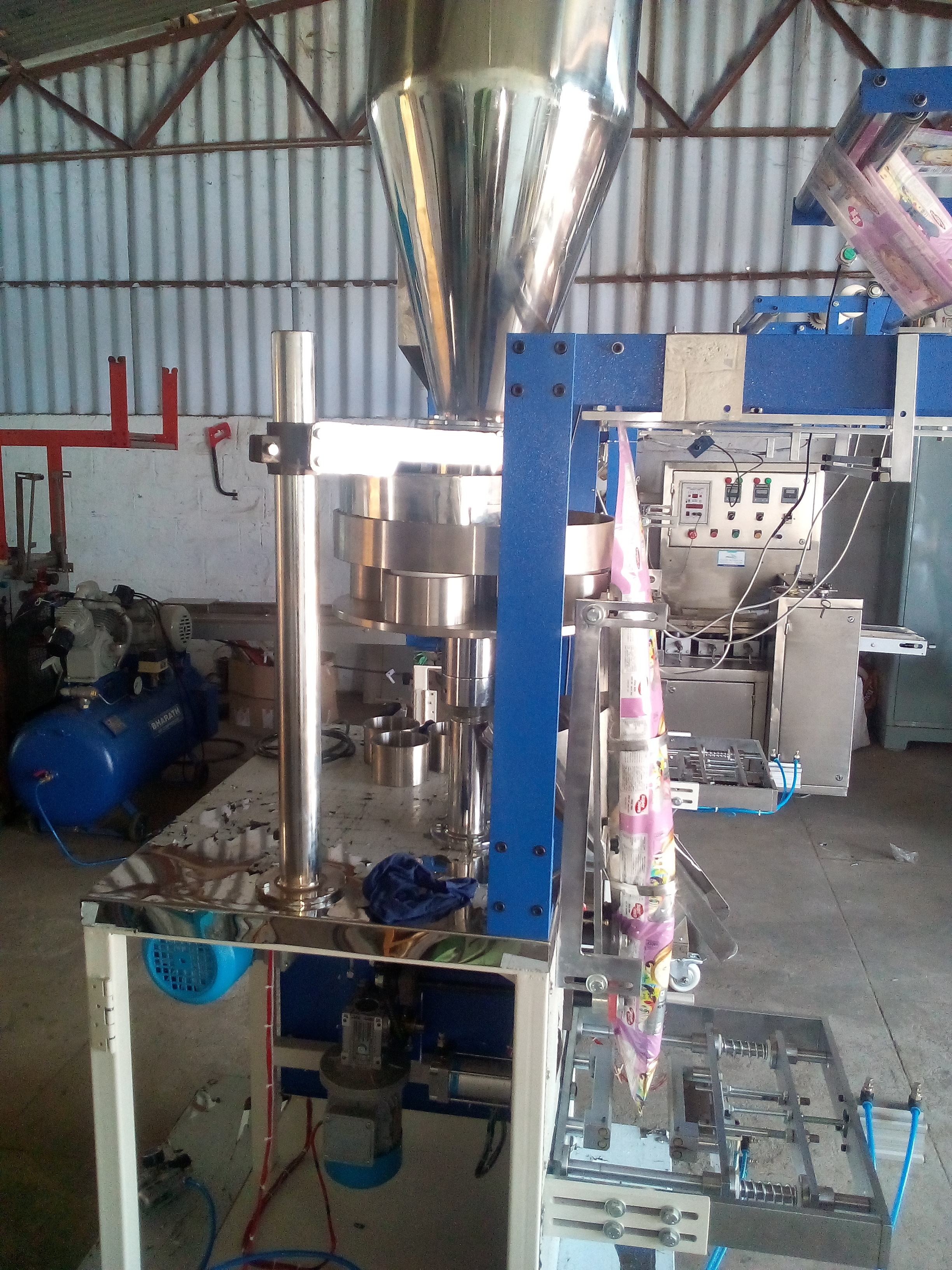 Powder Packing Machine - Stainless Steel, 1.5kw Electric Drive, 350kg Weight, Blue Color, Plc Control, Automatic Filling Mechanism