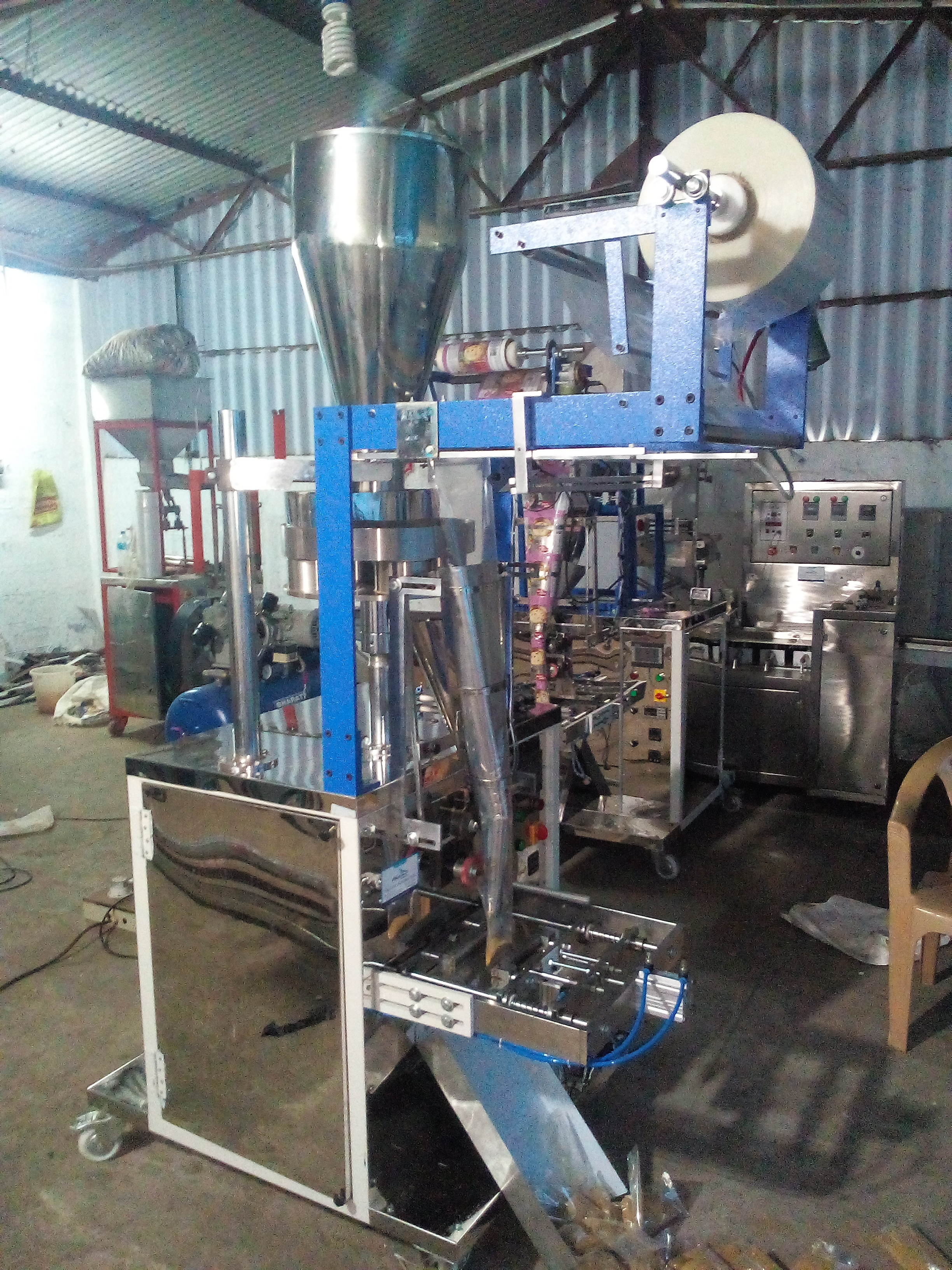 Powder Packing Machine - Stainless Steel, 1.5kw Electric Drive, 350kg Weight, Blue Color, Plc Control, Automatic Filling Mechanism