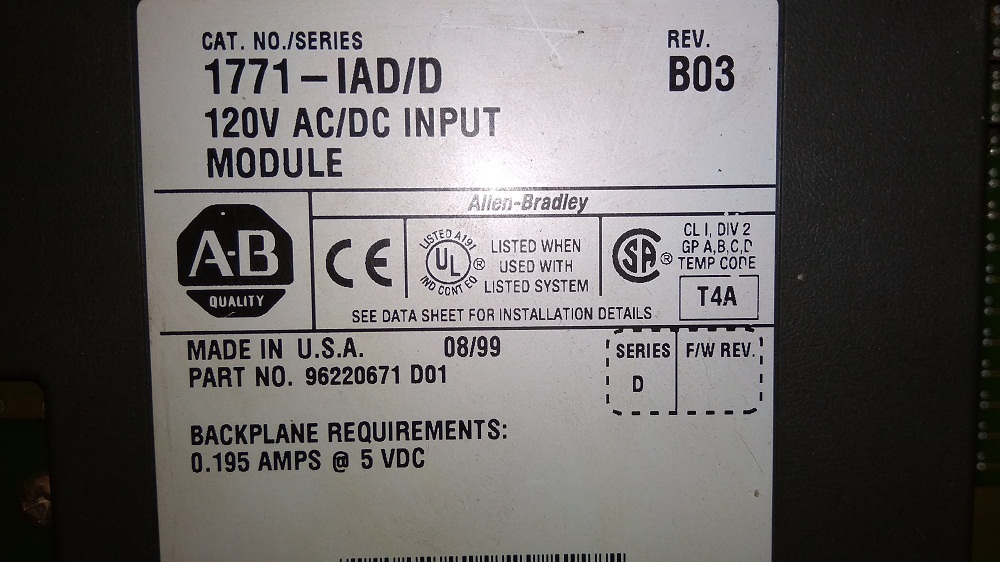 Allen Bradley Ac/dc Input Module