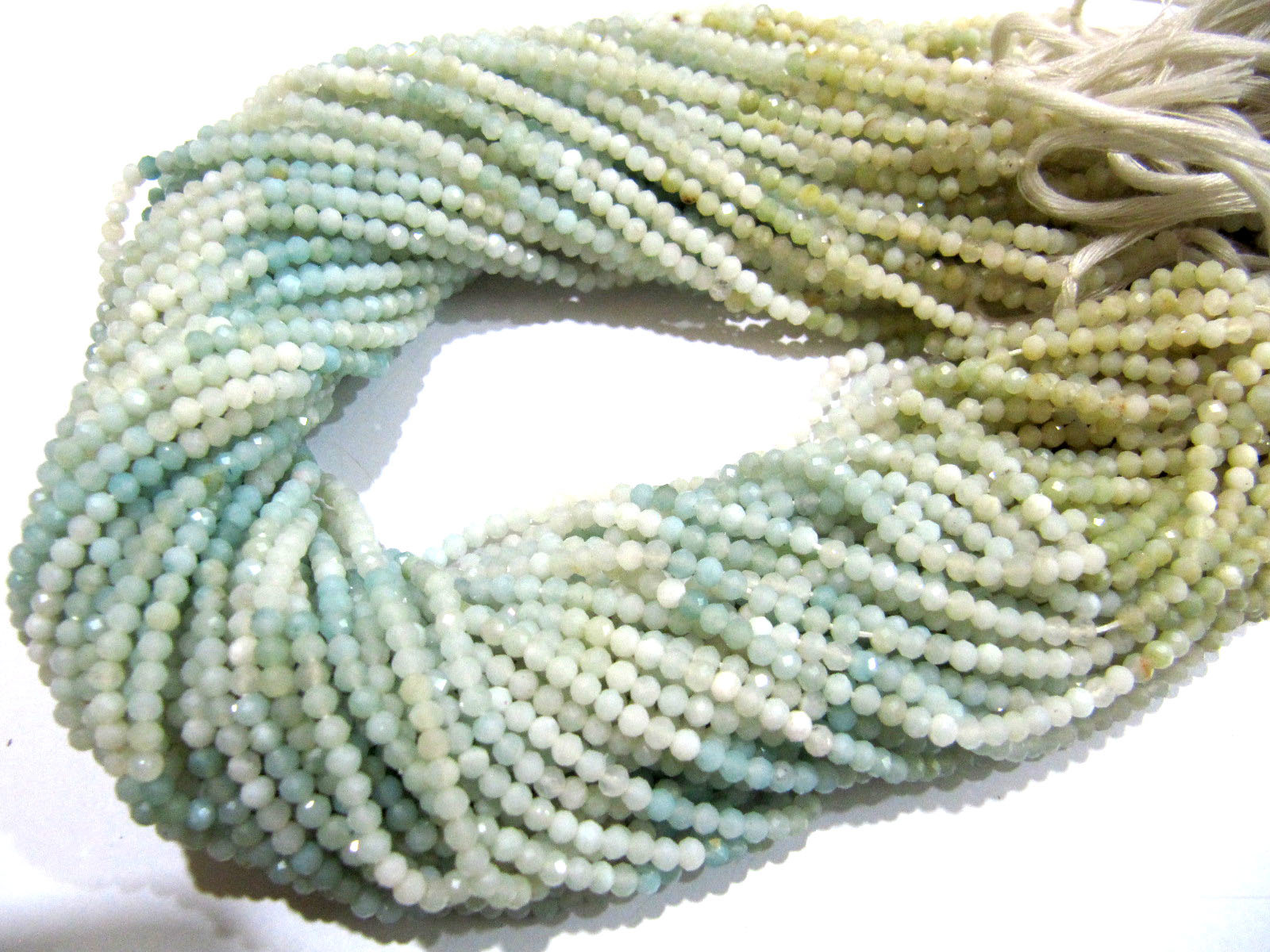 Shaded Amazonite Gemstone Round Faceted Beads - Size 2.5mm To 3mm, 13 Inch Long Strand, Premium Quality Stone Beads For Jewelry Crafting