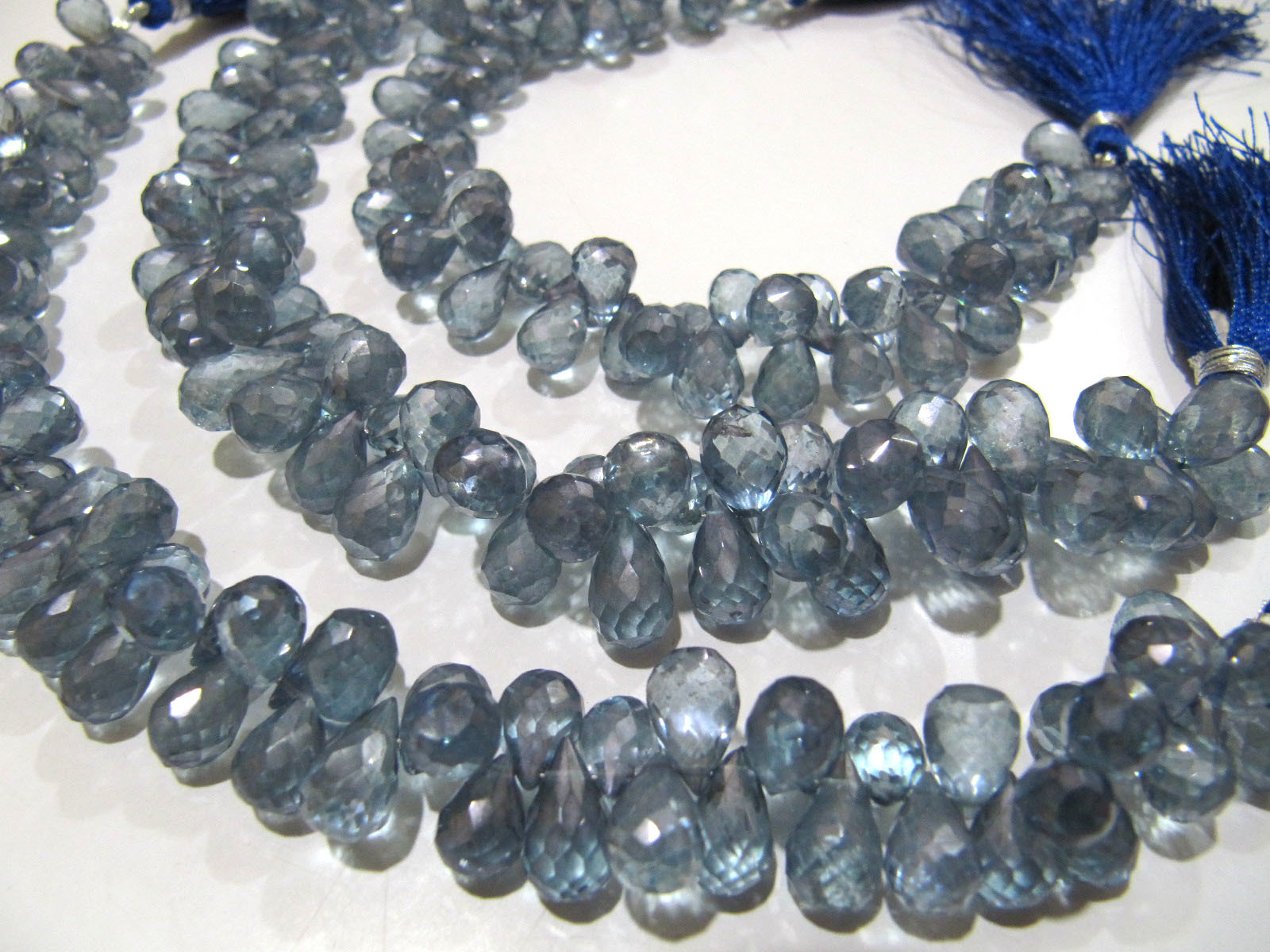 Blue Aaa Quality Natural Rock Crystal Tear Drop Beads