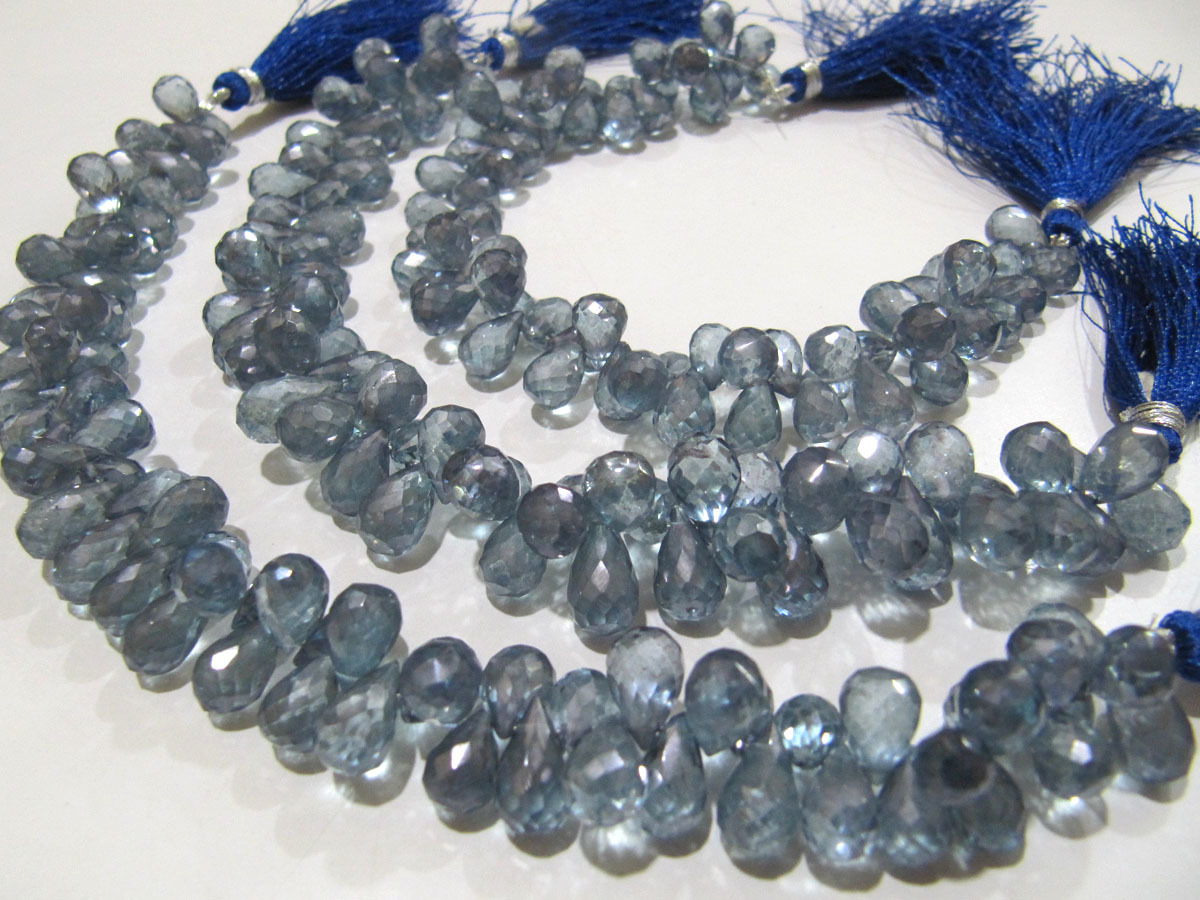 Blue Aaa Quality Natural Rock Crystal Tear Drop Beads