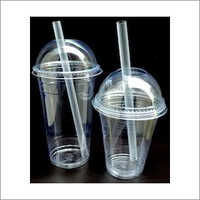 Plain PP Plastic Glass with Dome Lid