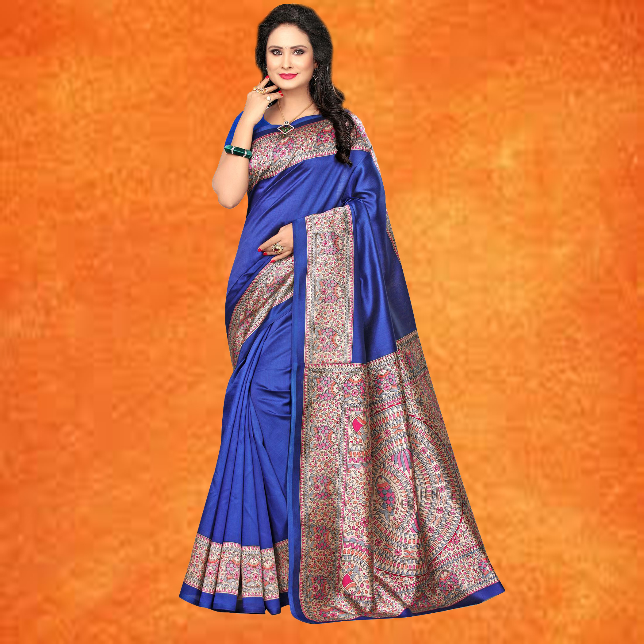 Green Stylish Kalamkari Print Mysore Silk Saree