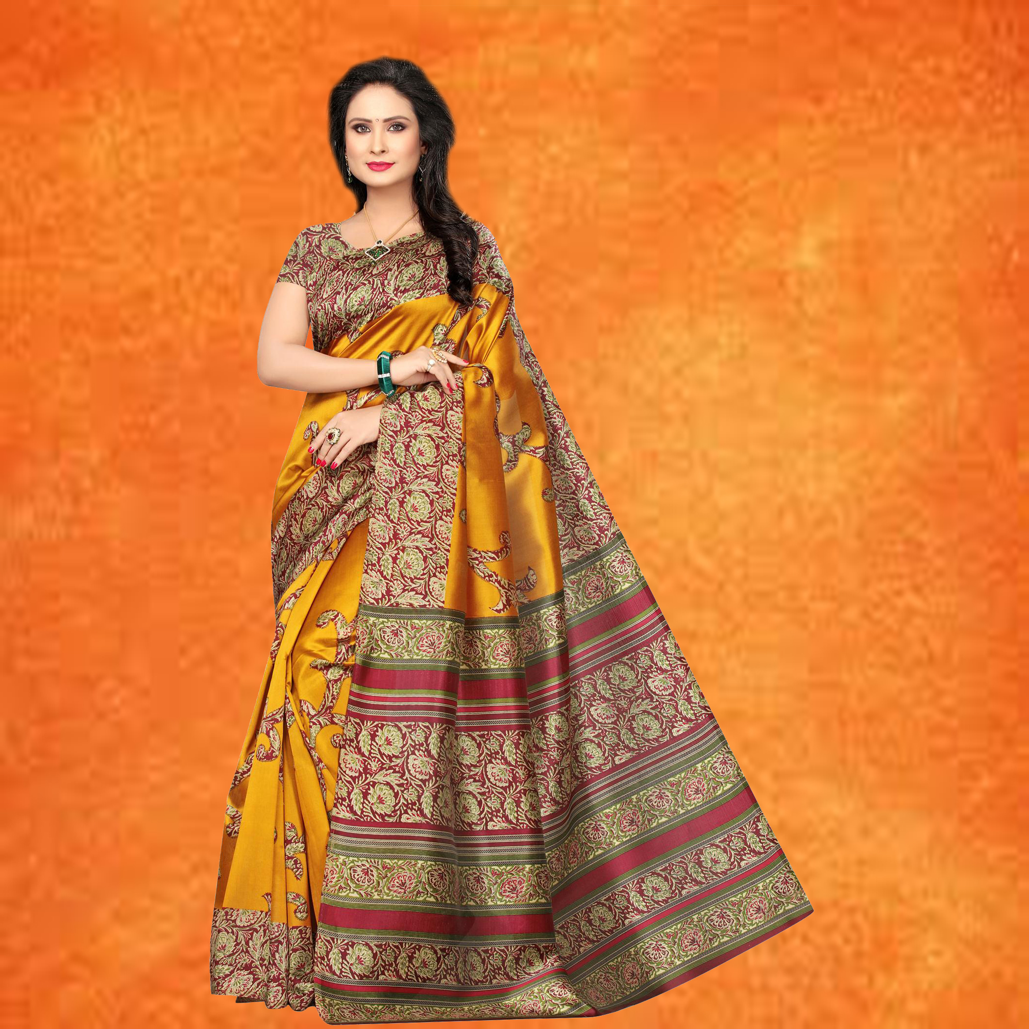 Green Stylish Kalamkari Print Mysore Silk Saree