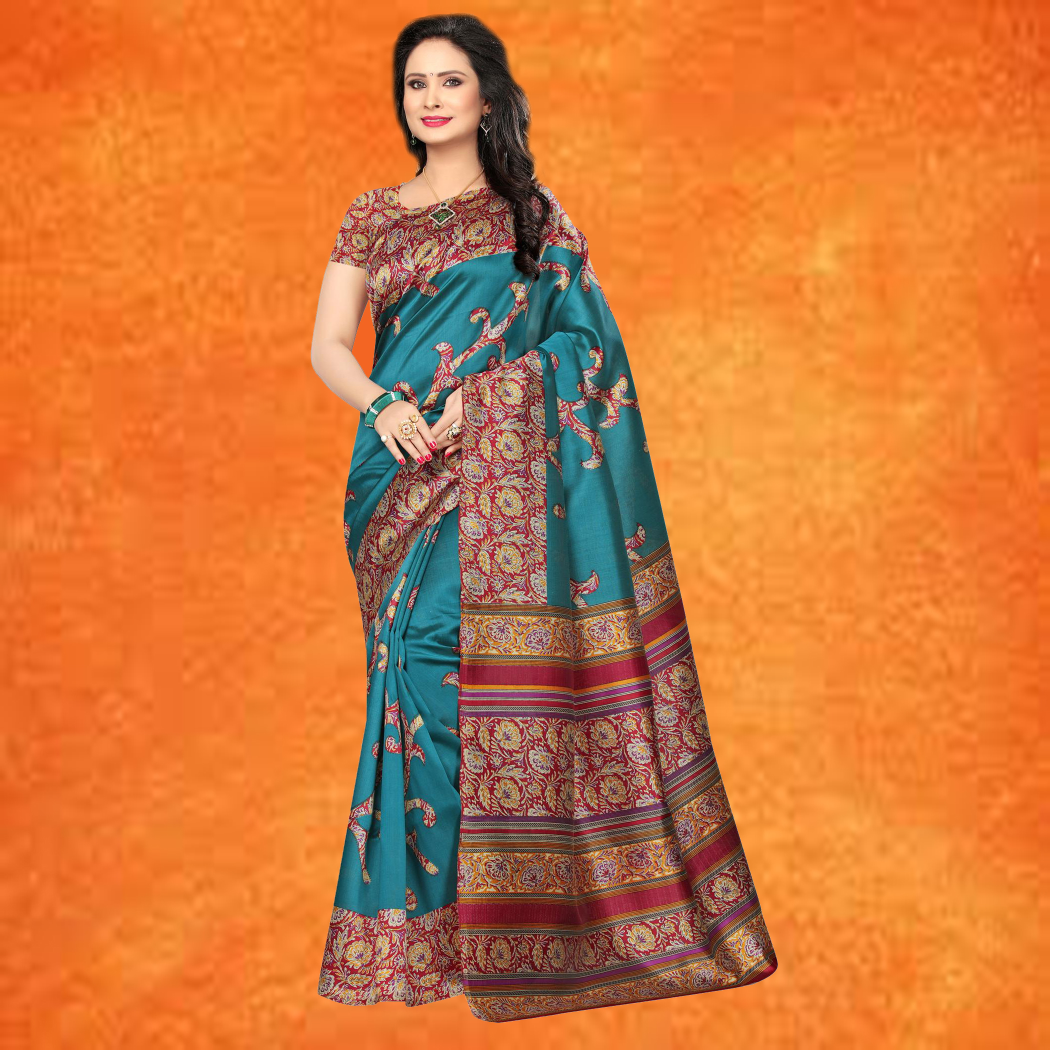 Green Stylish Kalamkari Print Mysore Silk Saree