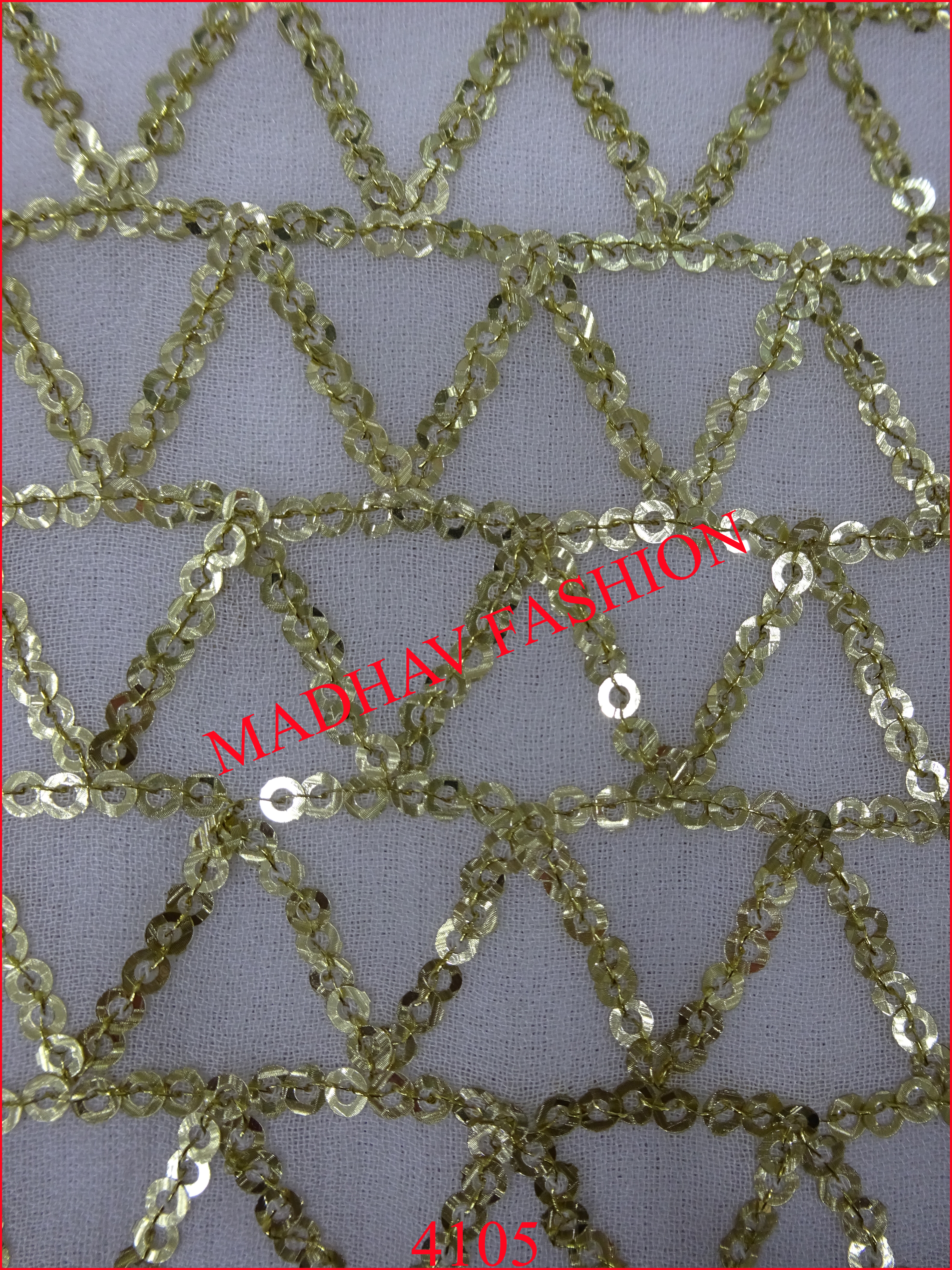 Sequin Work - White Georgette, 44 Meters Wide | Lightweight Embroidered Fabric With Sequence, Mirror, Cording, And Laser Embroidery Techniques