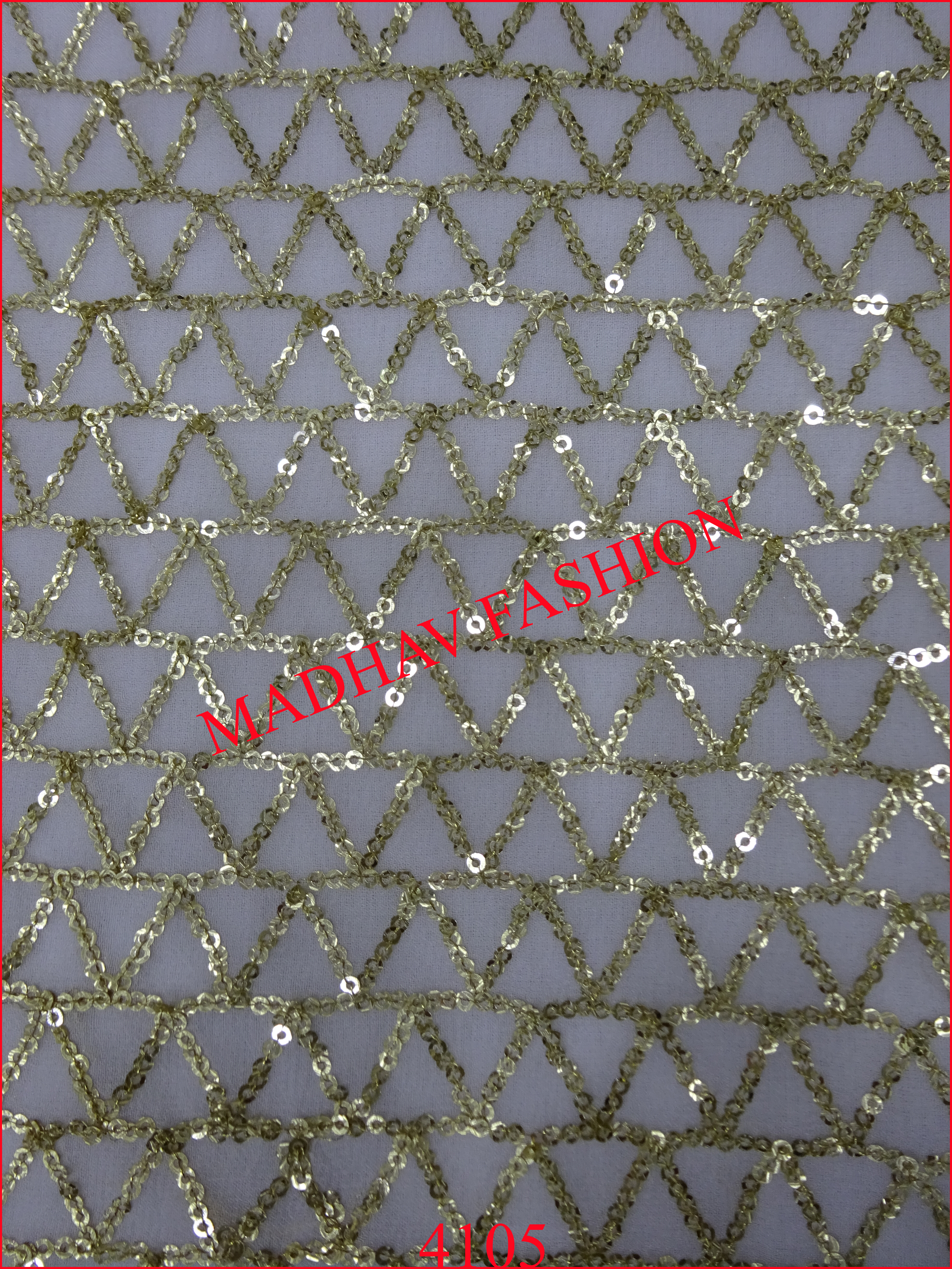 Sequin Work - White Georgette, 44 Meters Wide | Lightweight Embroidered Fabric With Sequence, Mirror, Cording, And Laser Embroidery Techniques