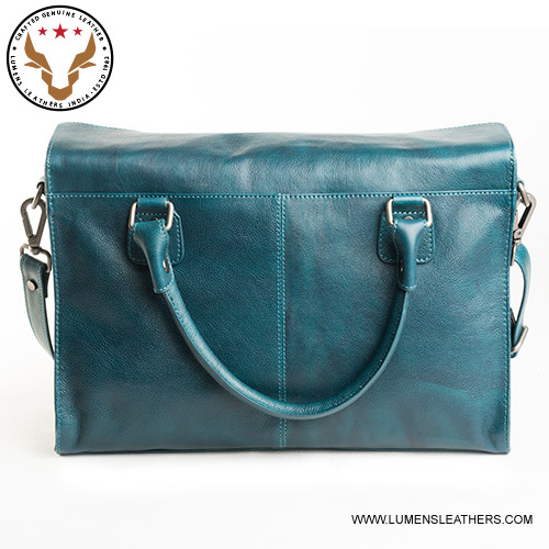 Imperial Vault - Genuine Leather Ladies Handbag | Blue Color, Zipper Closure, Square Shape, Comfortable Shoulder Straps
