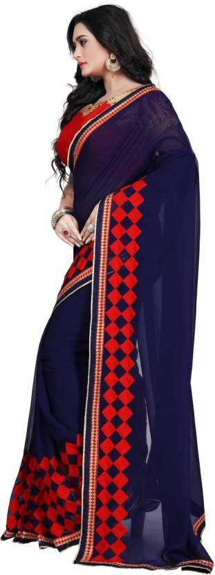 Blue And Green Georgette Saree