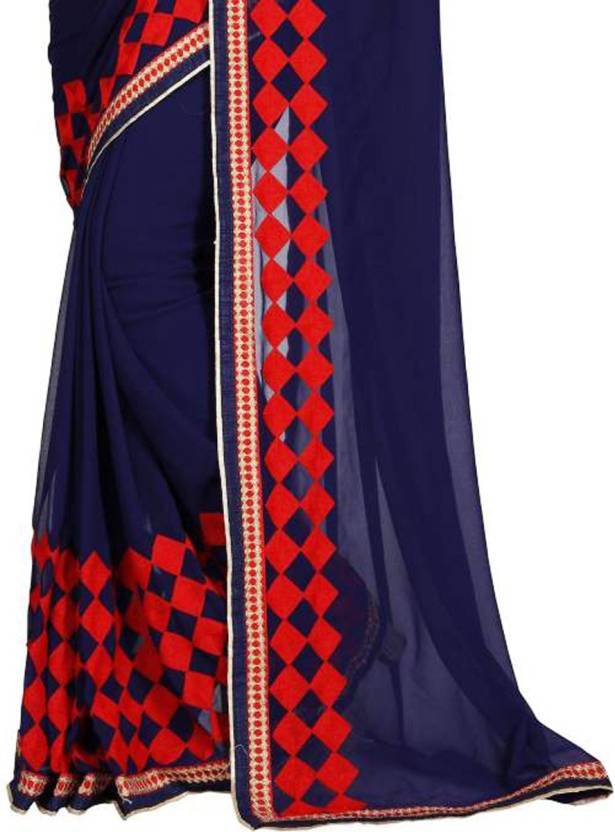 Blue And Green Georgette Saree
