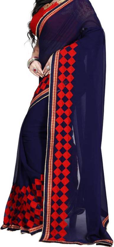 Blue And Green Georgette Saree