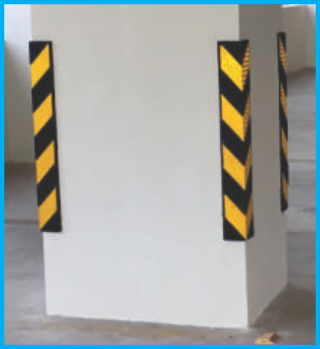 Rubber Corner Guards - 100 L X 100 B X 8 T X 800 H (Mm) With Yellow Reflective Stickers, Manual Functionality And No Power Needed
