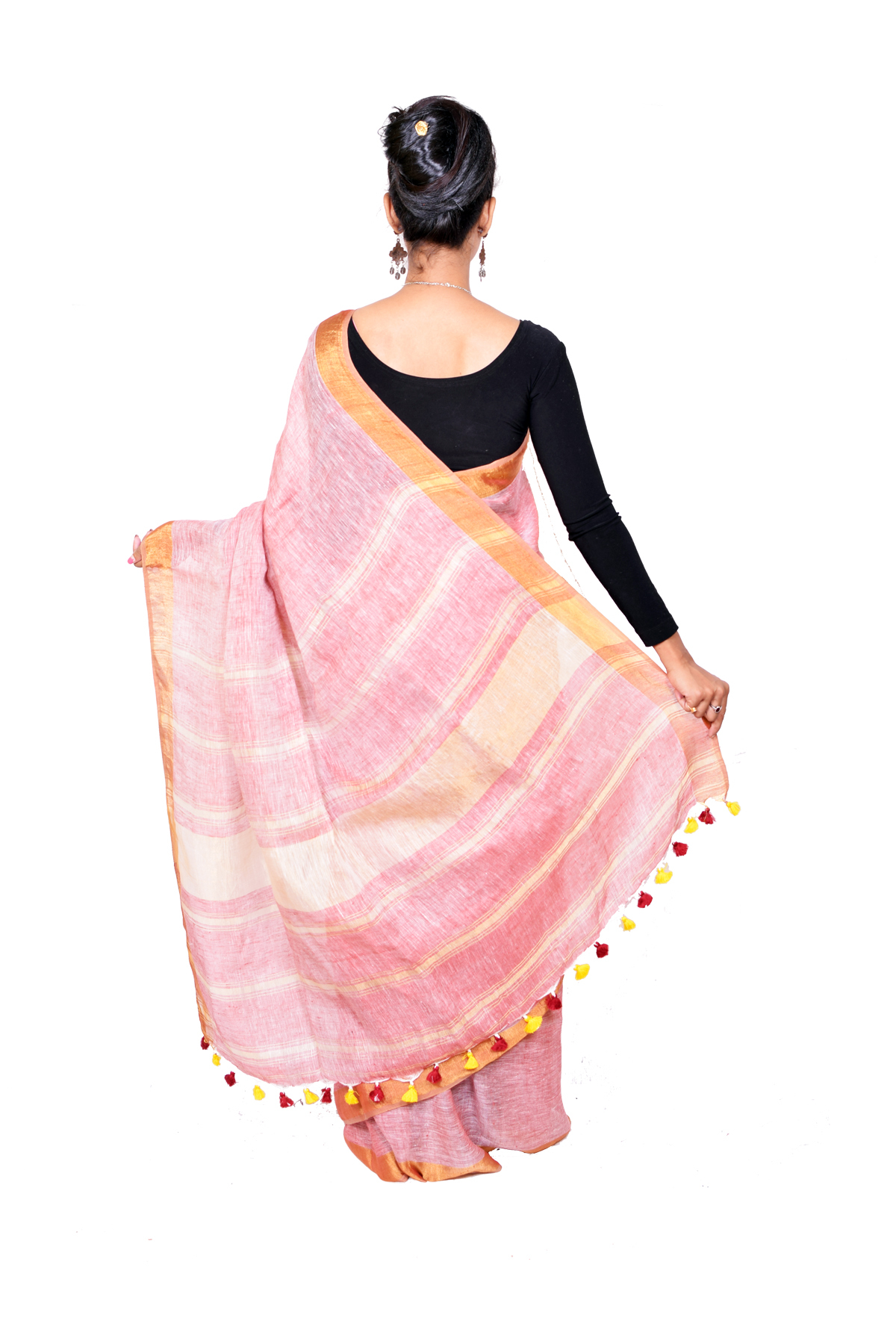 Woven Mauve Zari Linen Saree