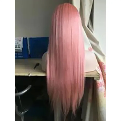 पिंक रियल ह्यूमन हेयर 100 प्रतिशत स्ट्रेट लेस फ्रंट विग