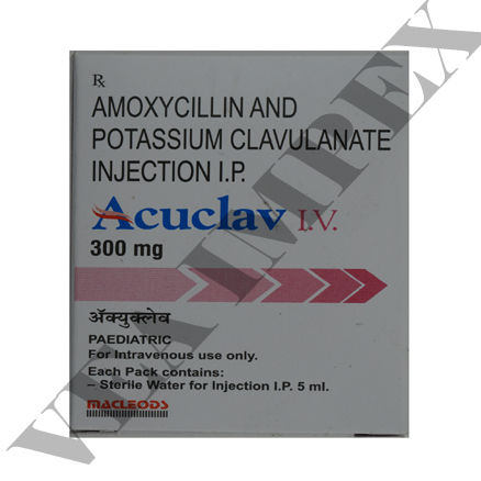 Acuclav I.v.300 Mg (एमोक्सिसिलिन और पोटेशियम क्लैवुलनेट टैबलेट) इंजेक्शन