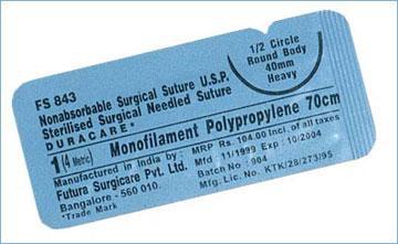 ड्यूरकेयर नॉन एब्जॉर्बेबल स्यूटर्स (मोनोफिलामेंट पॉलीप्रोपिलीन)