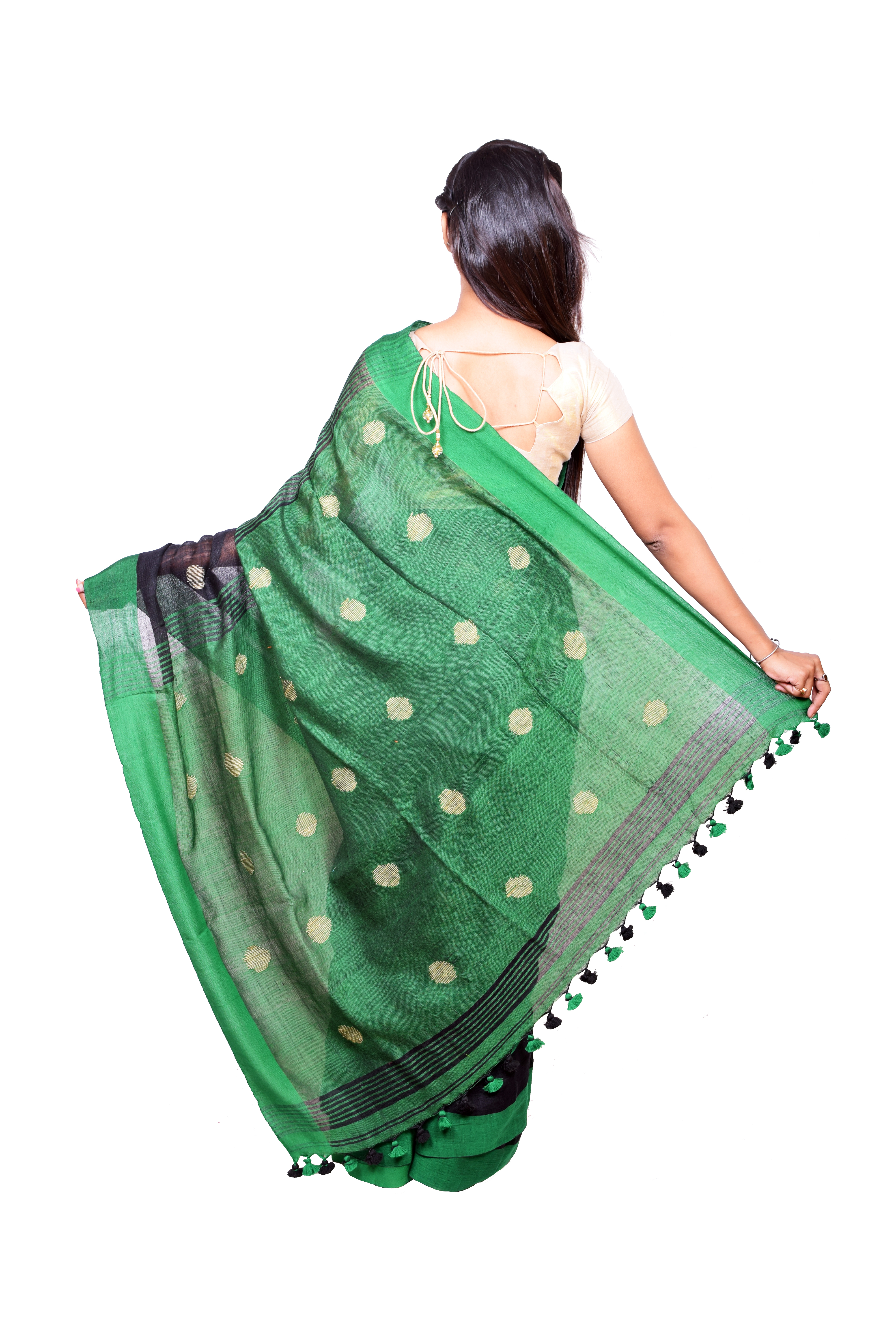 Black Ethnic Linen Saree