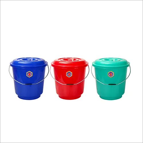 13 Ltrs Plastic Bucket - Virgin Plastic, 0.5-1.5 Foot Size, Blue, Red & Green Colors | Lightweight, Rigid, Leak-proof, Crack-proof Design