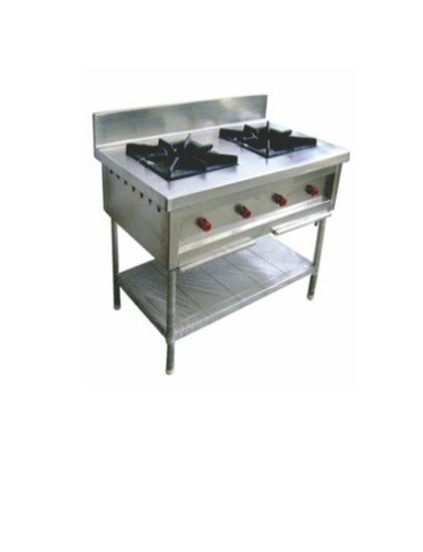 Two Burner Cooking Range - Stainless Steel, 48x24x36 Inches, 75 kg | Gas Burners for Commercial Kitchen Use, 1 Year Warranty
