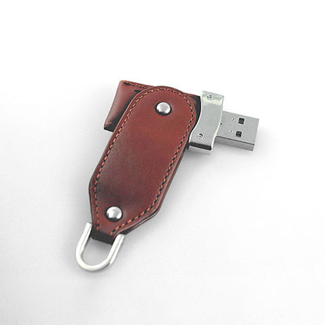 Black Key Chain Leather Usb Flash Drive Size: 81 X 26 X 10mm