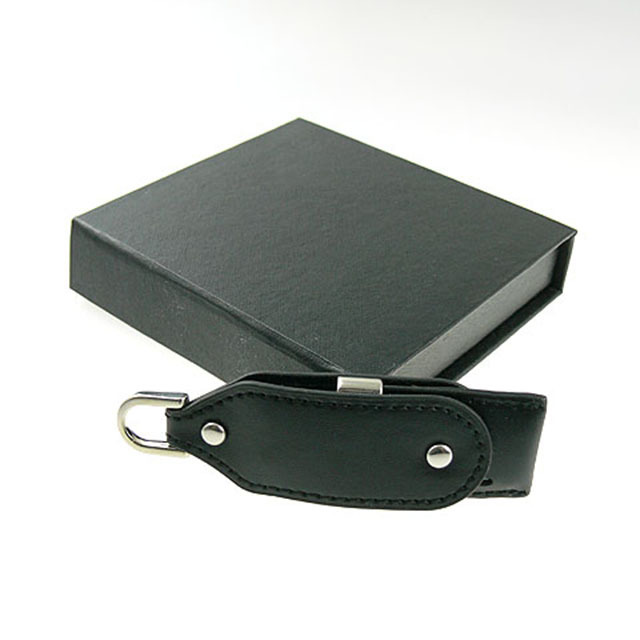 Black Key Chain Leather Usb Flash Drive Size: 81 X 26 X 10mm