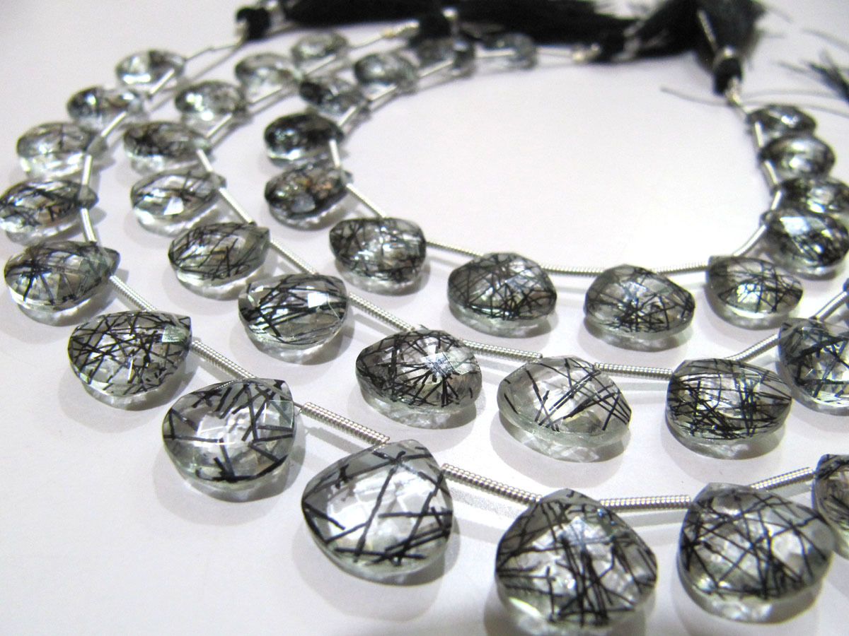 Top Quality Natural Black Rutilated Hydro Quartz Beads