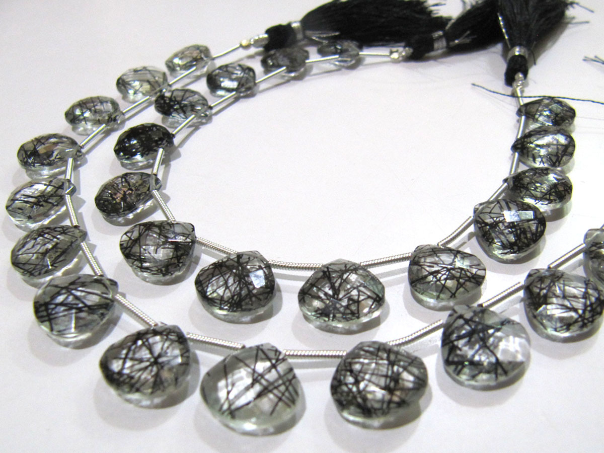 Top Quality Natural Black Rutilated Hydro Quartz Beads