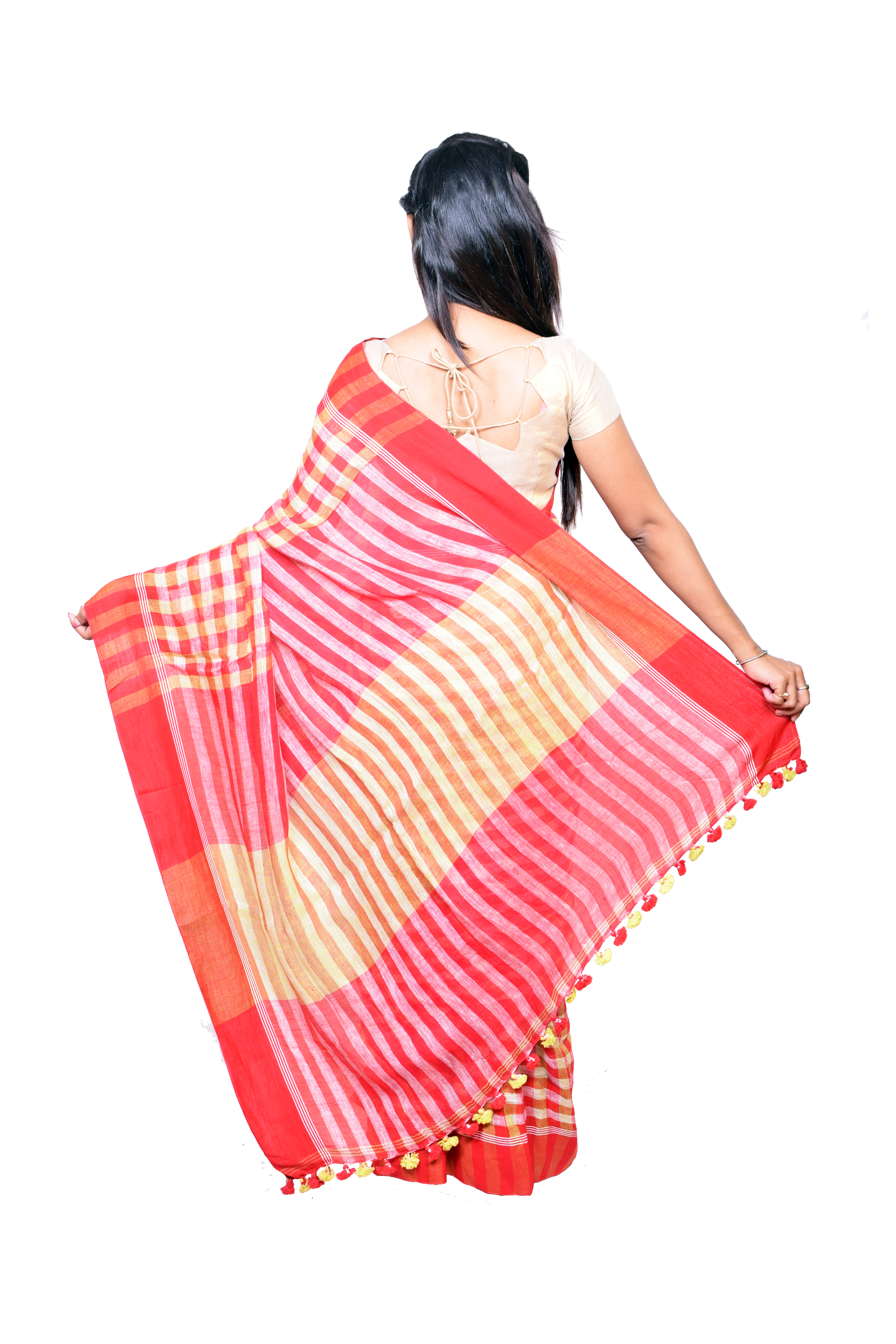 Woven Linen Checked Saree