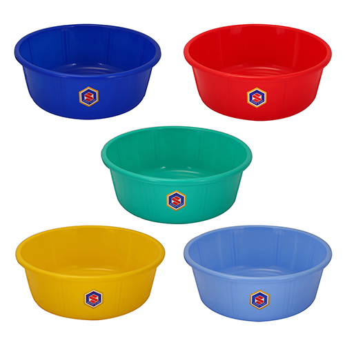 Plastic Tub - 18 Inch , Multicolor Rigid Plastic, Lightweight with Smooth Finish for Household Storage and Washing
