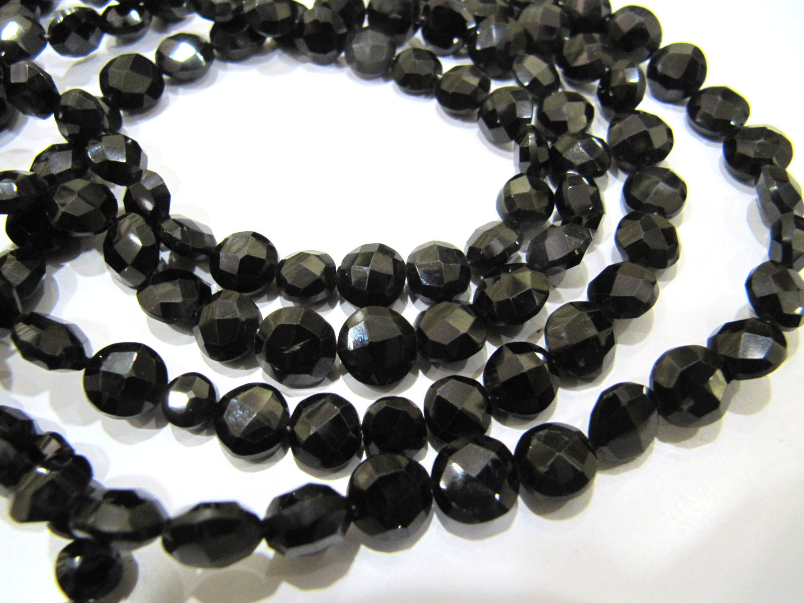 Stone Top Quality Natural Black Spinel Coin Shape Round Beads