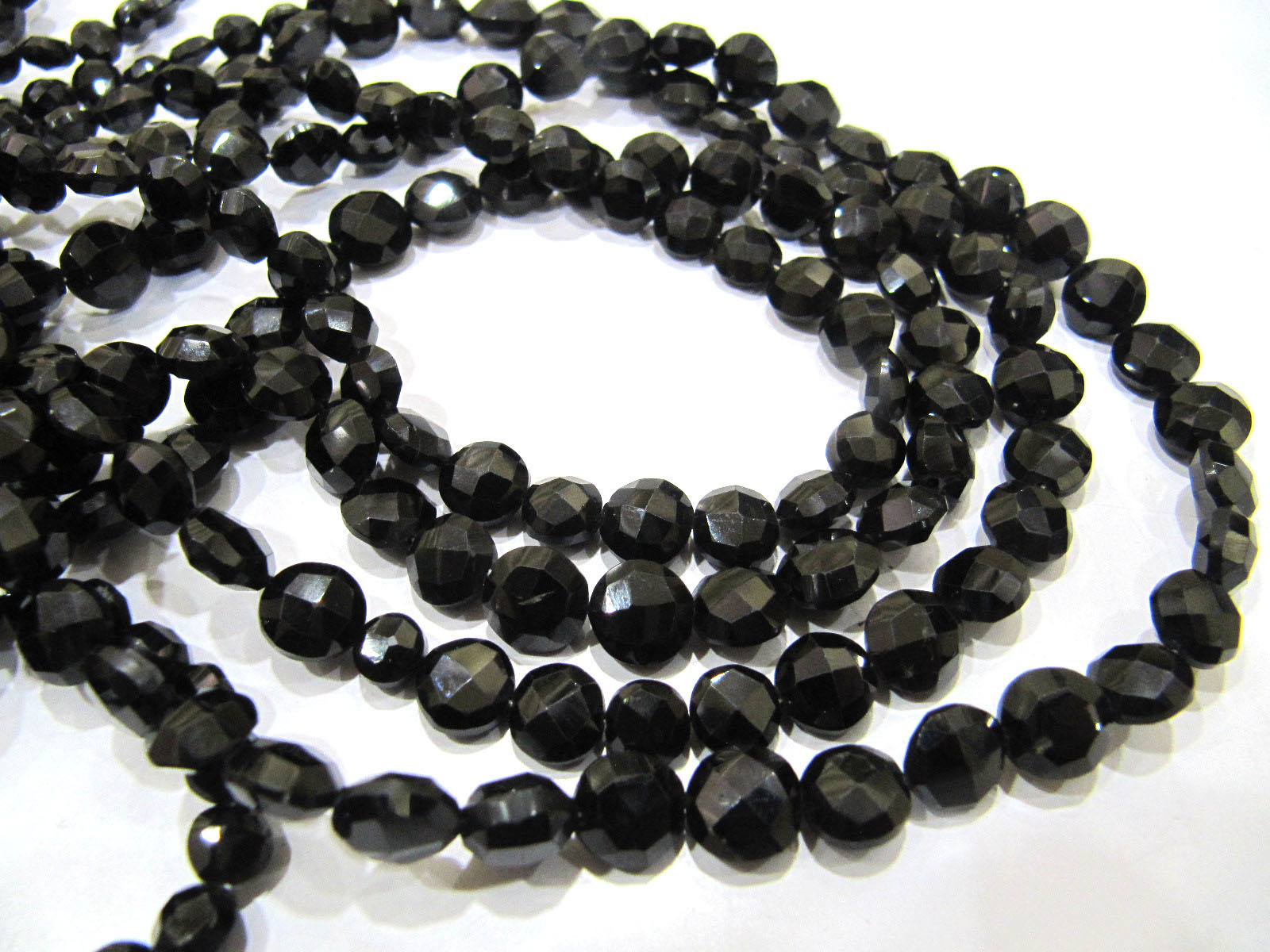 Stone Top Quality Natural Black Spinel Coin Shape Beads