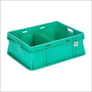 Milk Crates - Plastic Material, 471X378X159 mm Size | Green Color, Stackable Design, 12 Litres Capacity