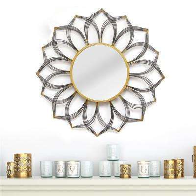 Matte Brown Decorative Round Wall Mirror