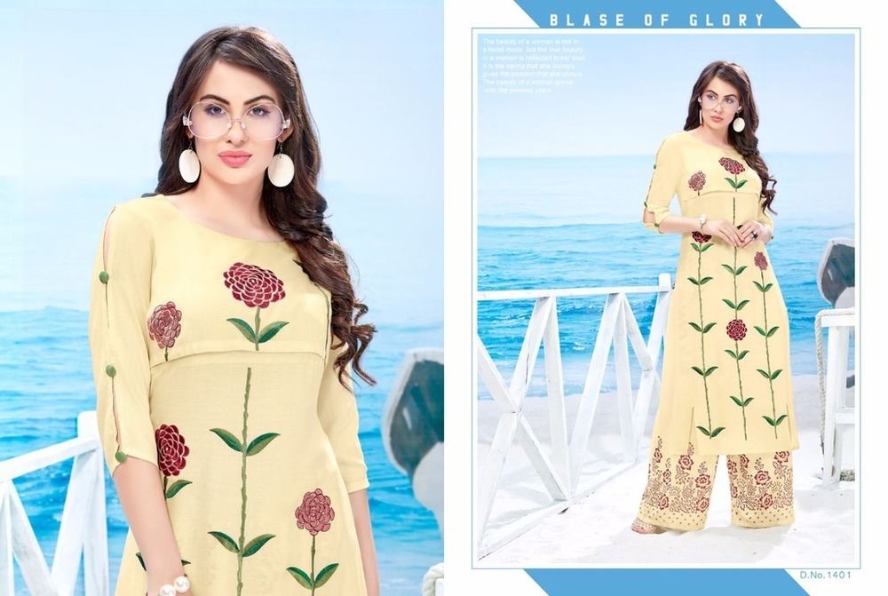 Cream Long Designer Kurtis