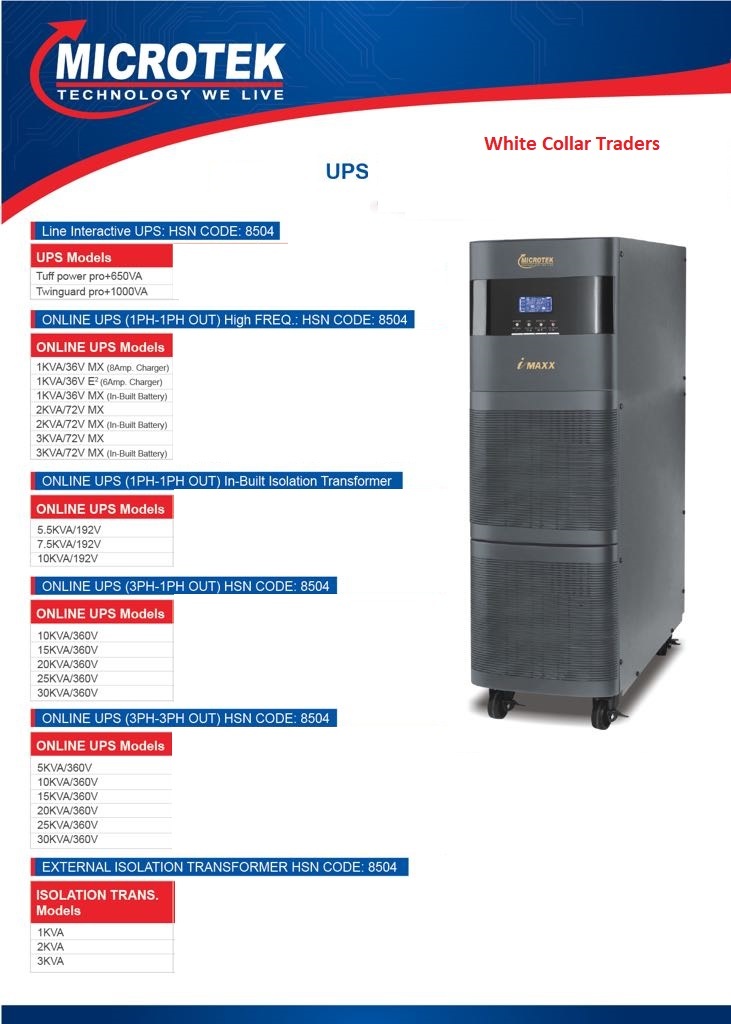 Microtek Online Ups - 3 X 380/400vac Output, Adjustable Voltage Range 285-475vac, Pure Sine Wave, 0 Ms Transfer Time, Black, 821x432x1159 Inch, 241kgs