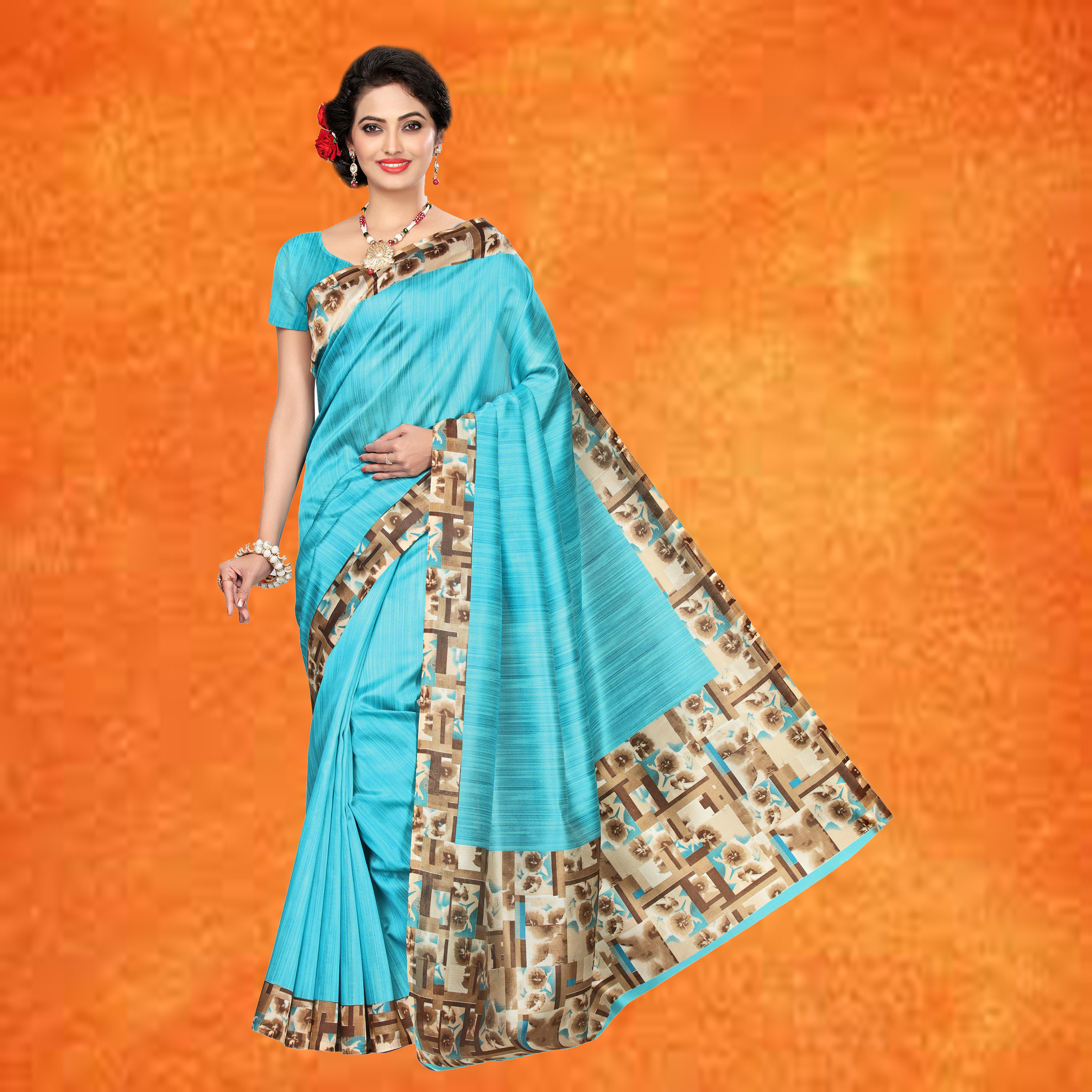 Exclusive Plain Mysore Silk Saree - Mysore Silk, Kalamkari Print, Matching Blouse Piece