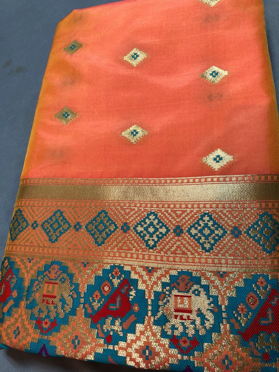 Saree Peach Heavy Soft Silk With Beautiful Zari Work Saree(dnhsilk1)