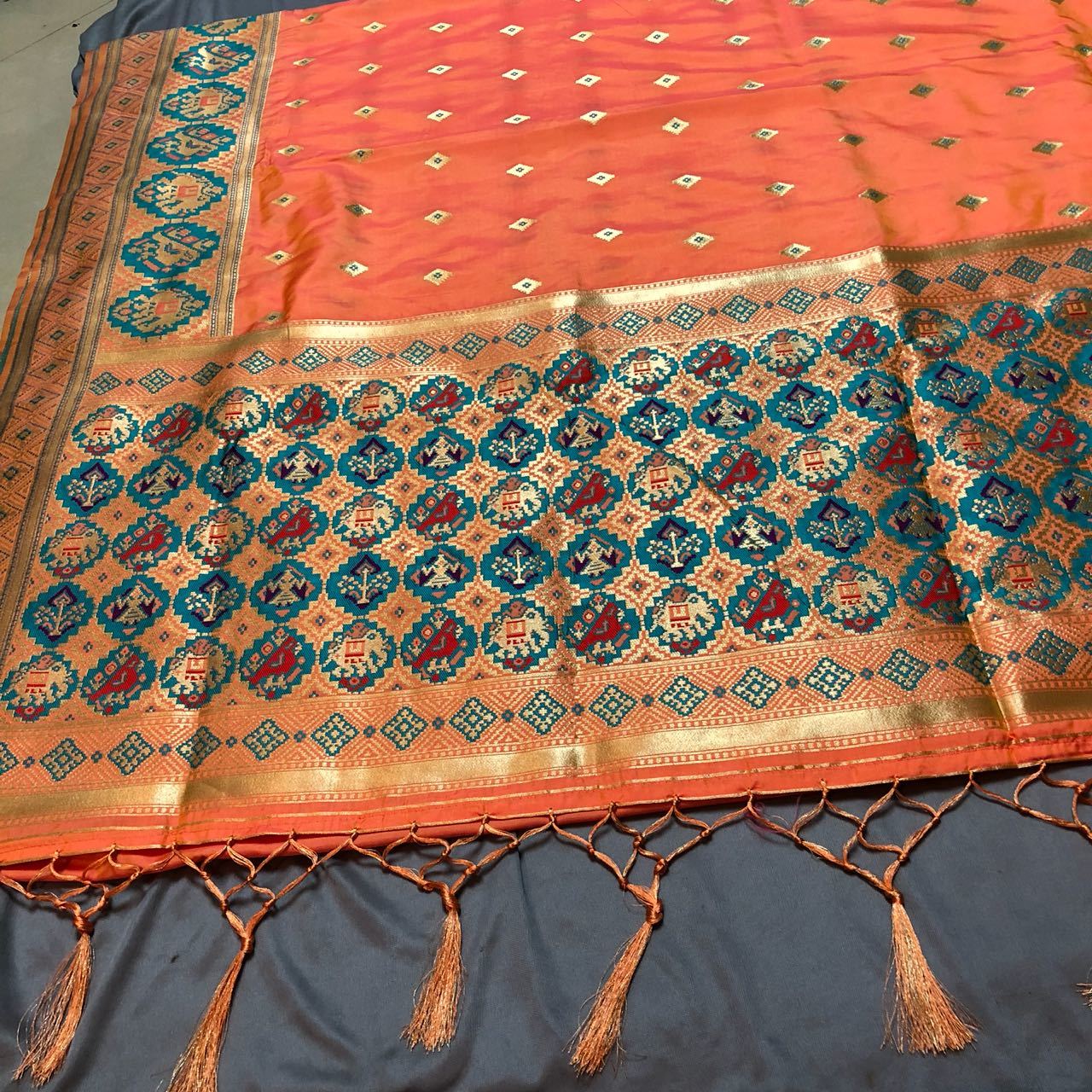 Saree Peach Heavy Soft Silk With Beautiful Zari Work Saree(dnhsilk1)