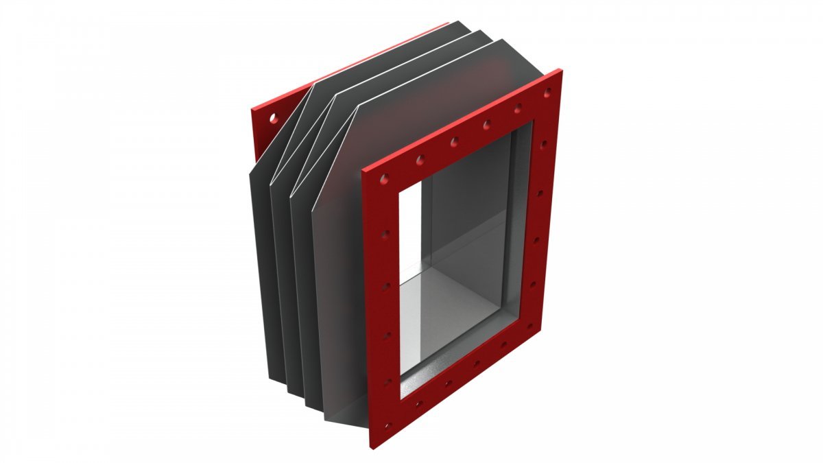 Rectangular Metal Expansion Joints - Stainless Steel, Customizable Dimensions | Low Pressure, High Temperature, Variable Number Of Convolutions, Flange Connection, Polished Finish